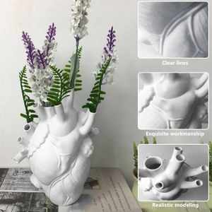 Vases Vase Container Simulation Anatomical Heart-shaped Vase Dried Flower Pot Art Vase Human Statue Desktop Home Decoration Ornaments 231009