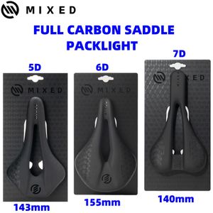 Bike Saddles MIXED Carbon Saddle Full Fiber Ultra Light 140mm 143mm 155mm for Road MTB Mountain Bicycle 231010