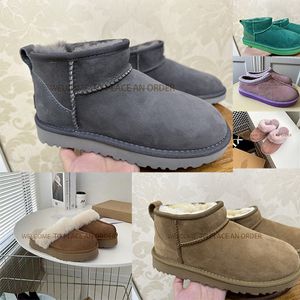 Designer Winter Boots Round Toe Booties Sheepskin Cut Classic Super Mini Platform Boots Winter Flats for Women Sheepskin Shoes Fur Suede Winter Ankle Boots