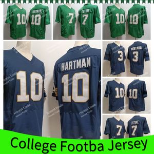 College Notre Dame10 Maglie da calcio Sam Hartman 7 Maglie cucite da uomo Audric Estime Maglia Kelly Green Navy