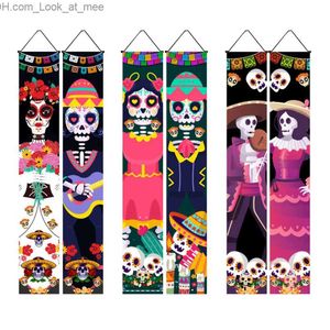 Diğer Etkinlik Partisi Malzemeler Meksika Günü Ölü Bayrak Dışarıda Asılı Asılı Sundurma İşareti Cadılar Bayramı Korkunç Hayalet Dekoratif Sahne Ev Dekoru 180*30cm Q231010