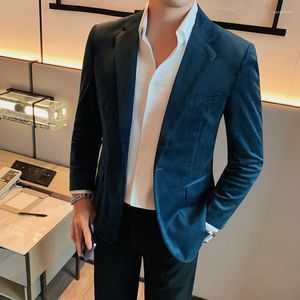 Ternos masculinos outono veludo blazer jaquetas para roupas masculinas todos os jogos de negócios formal wear fino ajuste casual terno casacos vestido de casamento 4xl-m