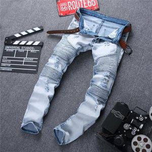 Men's Jeans Hi-Q Vintage Denim Stretch Pantalones Ripped Mens Skinny Brand Slim Uomo Pants Male Trousers301z