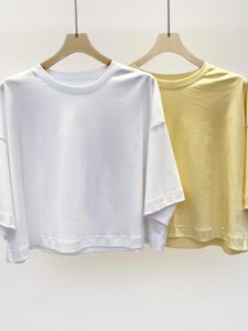 Kadın Tişörtleri Bayanlar Düz Renk Pamuk Kısa Kollu T-Shirt 2023 Yaz Yuvarlak Boyun Kadın Külot Basit Gündelik Kadın Tops