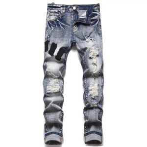 Jeans Mens Designer Mens Jeans Amris Jeans para Mens Luxery Marca Jeans Calças Lápis Long Zipper Fly Calças Pretas Calças Chiques Estilo Europeu e Americano Jean