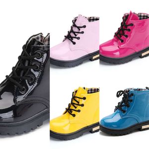 Çocuk Botları Bahar Sonbahar Yeni Erkekler Deri Görüntüler Slip Girls 'Boot Peluş Sıcak Ortaokul Çocuk Pamuk Ayakkabıları