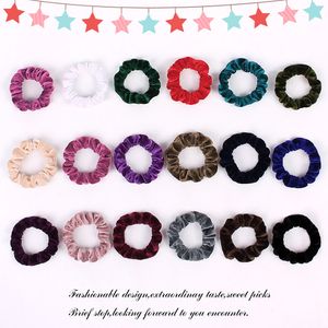 Mode sammet scrunchie elastiska hårband fast färg pannband hästsvanshållare hårband accessoires klassisk hårring 2792