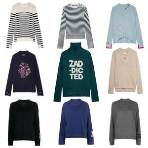 Zadig Voltaire Sweater 여성 디자이너 패션면 스웨트 셔츠 23aw Zadig Top Classic Hoodies 캐주얼 울 니트 풀오버 크기먼트 캐시미어 니트웨어 폴로