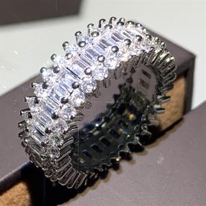Pierścienie klastra Rozmiar 6-10 Sprzedaj damskie biżuterię mody 925 Srebrna Srebrna Księżniczka Cut White Cubic Cydron Obiecing Pierścień ślubny188s