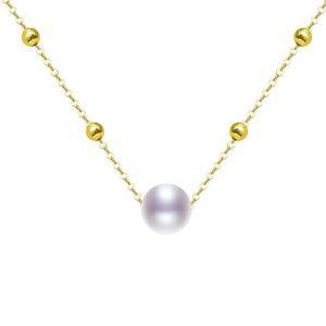 Pendant Necklaces NYMPH Real Natural Freshwater Pearl Pendant Necklace Pure 18K Gold Ball AU750 Chain for Women Fine Jewelry Wedding Gift D580 231010