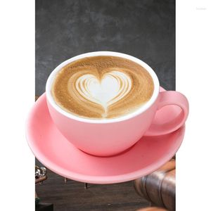 Kaffeekannen, europäische, minimalistische Luxus-Tasse, Cappuccino, Latte, Keramik, Kunst, professionelles Untertassen-Set, 300 ml