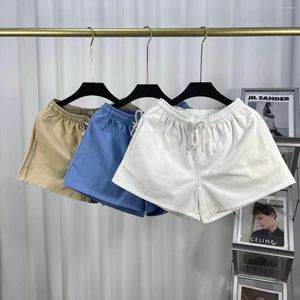 Frauen Shorts 2023 Sommer Kleine Pferd Baumwolle Stickerei Logo Kordelzug Elastische Taille Dünne Beiläufige Lose Damen