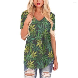 Women's T Shirts 420 Just BlazeF11-S-1 Sublimation Printing Short Sleeve Long Swing V-Neck Top Women Tee