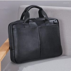 Briefcases 15.6 Inch Laptop Bag Genuine Cow Leather Men's Briefcase Large Fashion Shoulder Handbags Business Bags For Man