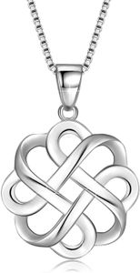 Anhänger-Halsketten GDDX 925 Sterling Silber Glücksbringer, poliert, keltischer Knoten, Kreuz-Anhänger-Halskette für Damen, L23/10/10