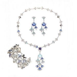 Coleção de designers moda colar brincos pulseira mulheres senhora configurações brilhando colorido zircão cúbico diamante em forma de leque borlas pingente conjuntos de jóias