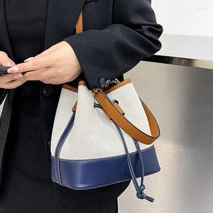 Taille Taschen Niedliche Einkaufstasche Koreanischen Stil Frauen Kordelzug Damen Eimer Umhängetasche Mode Breiten Riemen Leder Schulter Handtasche
