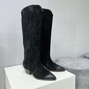 Isabel Marants Sapatos Joelho-alto Mulheres Camurça Denvee Botas Altas Paris Moda Perfeito Denvee Botas Originais Couro Genuíno Fotos Reais Yjh2