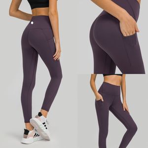 LU-678 Autumn and Winter New Solid Color Sports Fitness Nine-Point Pants Women's High midj och höftlyftning Fitness Yoga Pants