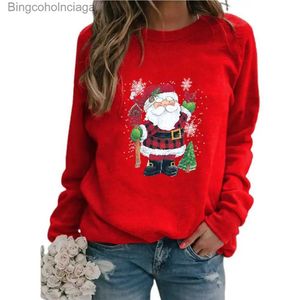 Women's Sweaters O-Neck Long Sleeve Pullover Sweatshirt Autumn Winter Santa Claus Print Xmas Pullover Streetwear Casual Christmas SweatshirtL231010
