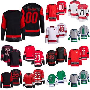 Equipe de Hóquei 23 Stefan Noesen Jerseys 48 Martinook 31 Frederik Andersen 11 Staal 22 Brett Pesce 71 Jesper Fast Bradley Nadeu 86 Teuvo Teravainen Reverse Retro Stadium