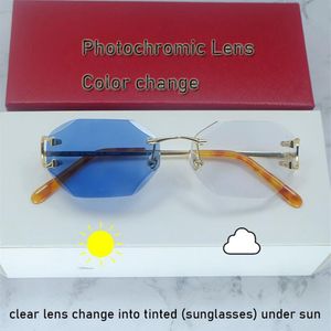 Pochromic linser solglasögon diamantskurna carter tråd c färgbyte solglasögon två färger linser 4 säsong skuggor glasögon204b
