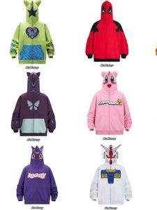 Kakazzy tam çekme cosplay baskılı kapüşonlu fermuar üst nakış tasarımcısı hoodie y2k hoodie moda kazak karikatür sevimli komik hırka ceket 489