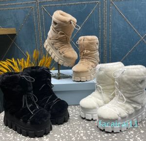 Stivali da neve da sci con placca in nylon, décolleté con punta tonda, designer di lusso da donna, calzature di fabbrica di scarpe con lacci