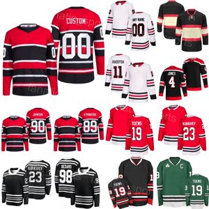 Personalizado Hóquei 89 Andreas Athanasiou Jersey Reverse 4 Seth Jones 11 Taylor Raddysh 90 Tyler Johnson 19 Jonathan Toews Jason Dickinson Philipp Kurashev Kids Lady Man