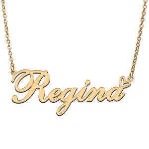 Pendant Necklaces Regina Name Tag Necklace Personalized Jewelry Gifts For Mom Daughter Girl Friend Birthday Christmas Party Present