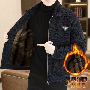 Men's Wool Blends 2023 Winter Check Plush Thick Woolen Jacket Men Fashion Warm Casual Business Coats Lapel Social Streetwear Overcoat 231009