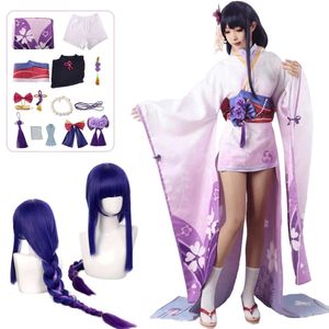 Raiden Ei Cosplay Genshin Impact Shogun Raiden Costume Cosplay Beelzebul Kimono Abito Donna Vestiti Parrucca Vestito Costume di Halloweencosplay