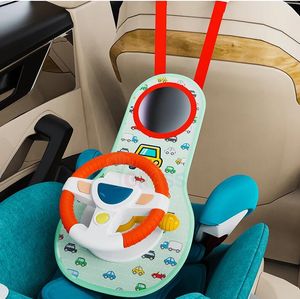 Baby Car Seat Toy Simulation Musical Steering Hjulleksak med lätt aktivitet Seat Travel Toung Toys for Infant Girl Boy Presents