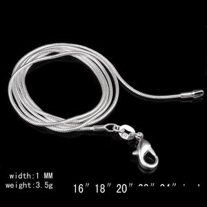 Chains Big Promotions 100 Pcs 925 Sterling Sier Smooth Snake Chain Necklace Lobster Clasps Jewelry Size 1Mm 16Inch --- 24Inch Jewelry Dhusv