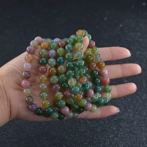 4mm 6mm 8mm 10mm 12mm Natural Fancy Jasper Armband Gemstone Healing Power Energy Beads Elastic Indian Colorful Jade Stone Round Beads Armband