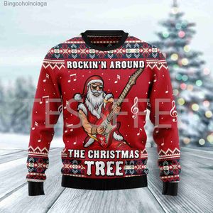 Damenpullover Weihnachten Hässlicher Pullover Cartoon Hund Katze Weihnachtsmann Tattoo Retro Lange Ärmel 3DPrint Herbst Winter Pullover Harajuku Casual X3L231010