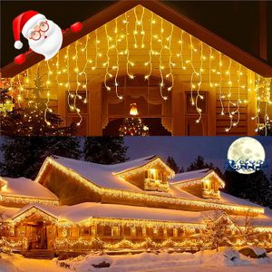 Christmas Decoration 2024 Led lcicle Lights Outdoor Curtain Garland Droop 0.4/0.5/0.6M Street Garland On The House New Year 2024