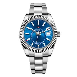 Designer St9 Steel Mens Watches Blue GMT Automatisk armbandsurrörelse liten urtavla safirkalender 42mm titta rostfritt lyx WR219J