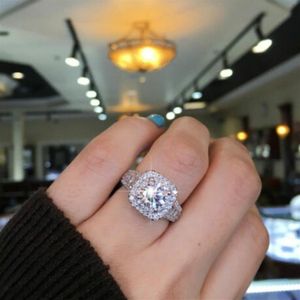 2020 novas mulheres anéis de casamento moda prata quadrado pedra preciosa anéis de noivado jóias simulado anel de diamante para wedding294n