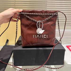 22 Garbage Bag Mini 20cm Shoulder Bag Leather Diamond Check Gold Silver Hardware Metal Buckle Luxury Tote Coin Charm Matelasse Chain Crossbody Sacoche Phone Bags