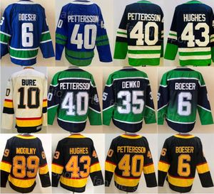 Ice Hockey Reverse Retro 40 Elias Pettersson Jersey Man 35 Thatcher Demko 10 Pavel Bure 89 Mogilny 43 Quinn Hughes 6 Brock Boeser Stadium Series Vintage Classic