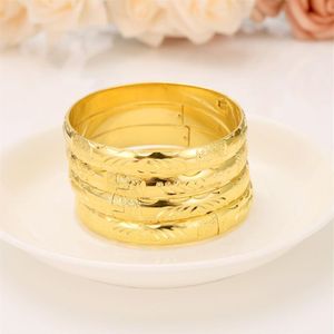 18 K Yellow Gold Bangle Women Fine Solid Gold GF Dubai Brud Bröllopsarmband smycken Guld Charm Gift 1st eller 4st Select242Z