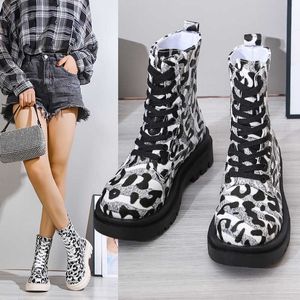 Große Yards Leopard Martin Stiefel Weibliche Herbst Und Winter Neue Europa Und Die Vereinigten Staaten Dicken Boden Mode Frau Martin Stiefel 10122301