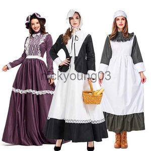 Theme Costume NEW Carnival Halloween Lady Little House On The Prairie Costume American Pioneer Pilgrim Playsuit Cosplay Fancy Party Dress x1010