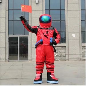 Promocional vermelho espaço terno mascote traje feito à mão ternos vestido de festa roupas anúncio promoção carnaval