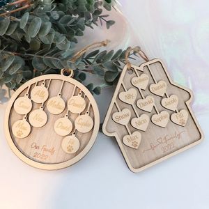 Weihnachtsdekorationen, personalisierter Familienname, Weihnachtsschmuck, 3D-Holz, individuelle Weihnachtsdekoration, Geschenke, individuell für Weihnachtsbaumschmuck 231010