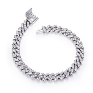 Correntes na moda jóias vvs d moissanite diamante 925 prata link cubano largura 10mm comprimento 18 polegadas colar para mulheres