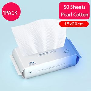 Tissue 50 Sheets Disposable Face Towel Cotton Cleaning Tissue Makeup Remover Wipes Dry Wet Use Cleansing Cotton Tissue 231007