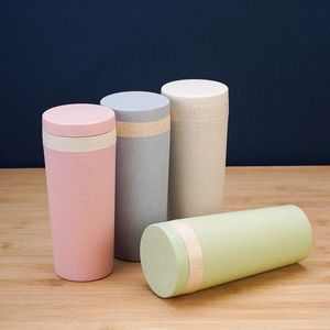 小麦ストローカップ、二重層断熱カップ、密閉されたウォーターカップ、ハイアウトプラスチックカップ、ポータブルハンギングロープウォーターカップ卸売