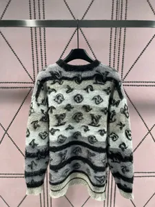 디자이너 패턴 뜨개질 둥근 목 풀오버 스웨터 탑 여자 긴 소매 느슨한 캐주얼 스웨터